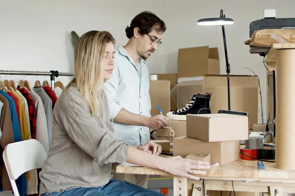 having inefficient or ineffective practices-kampus-7289710 having inefficient or ineffective practices a man and woman addressing boxes of packages